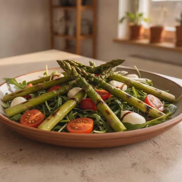 Asparagi verdi su letto di rucola