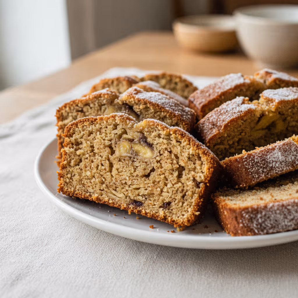 Banana bread senza farina e senza zucchero, pronto da servire