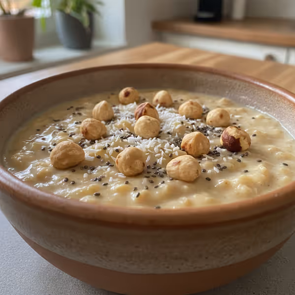 Budino di banana, nocciole e cocco con chia