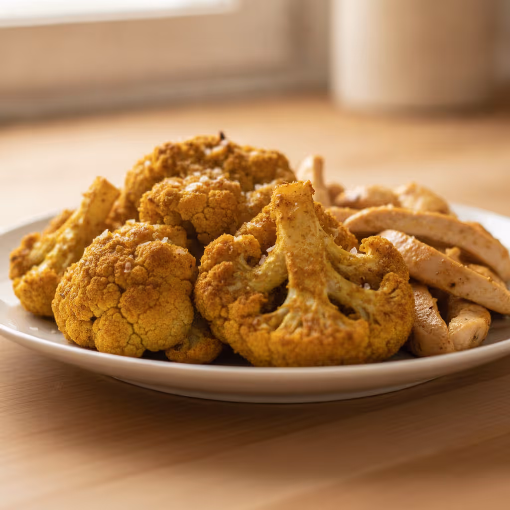 Cavolfiore croccante al curry, pronto da servire